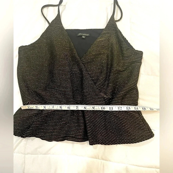 Shinestar black & metallic gold striped dressy tank, large - Picture 8 of 9